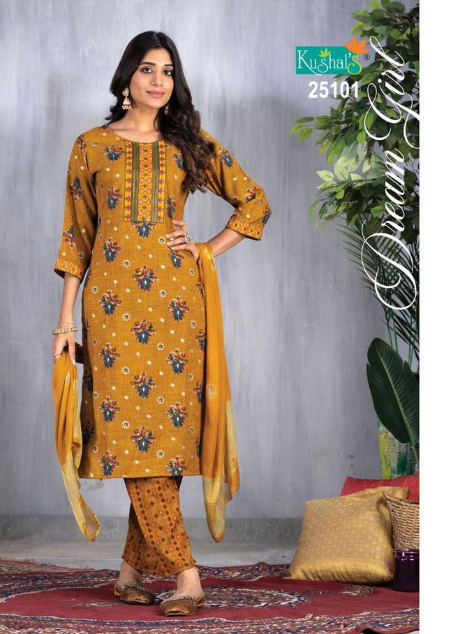 Dream Girl By Kushals straight printed Kurti With Bottom Dupatta